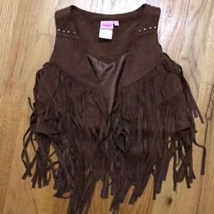 Cropped Fringed Girls Vest